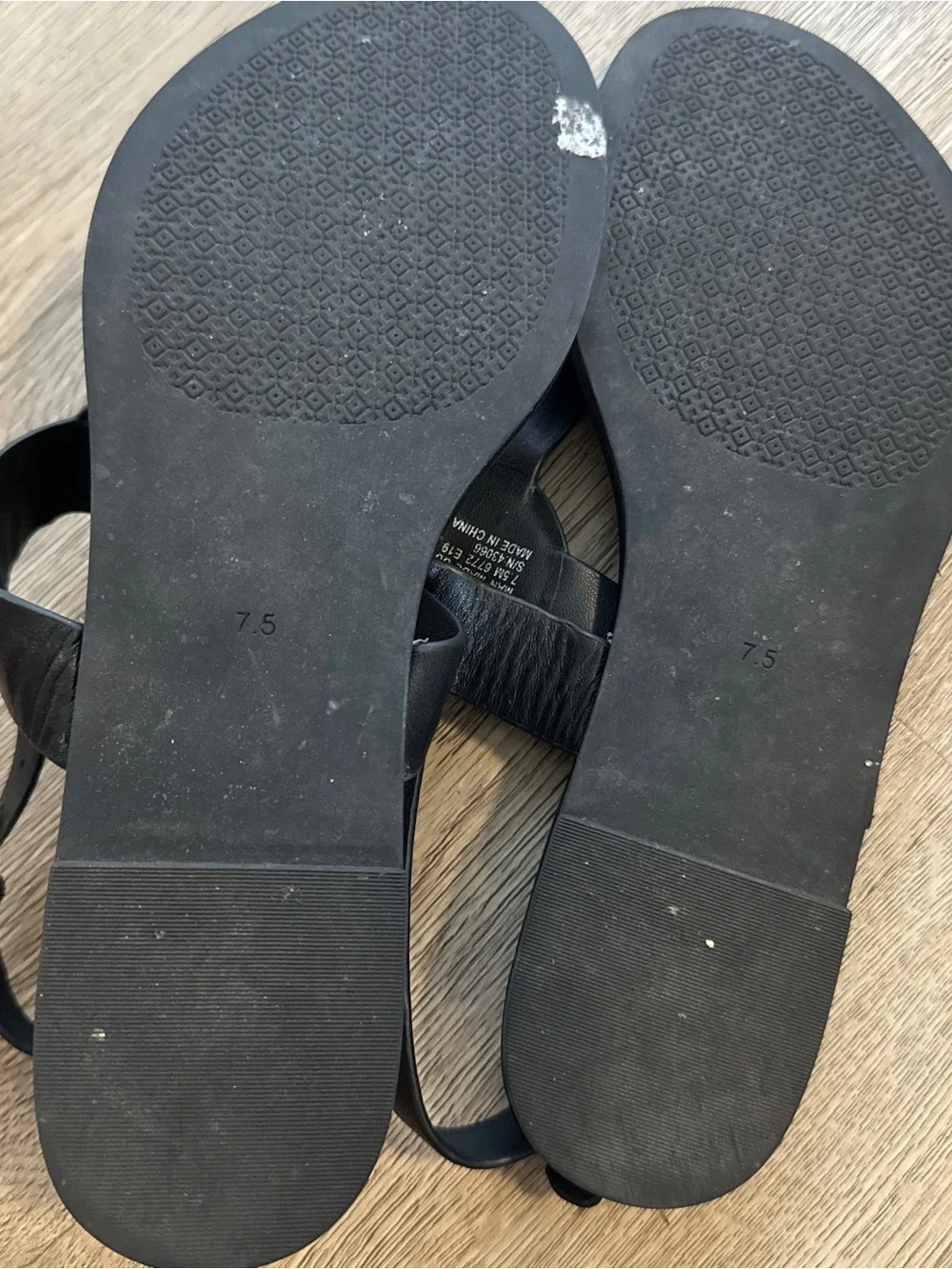 Tory Burch Black Leather T-Strap Sandals with Gold Logo Medallion